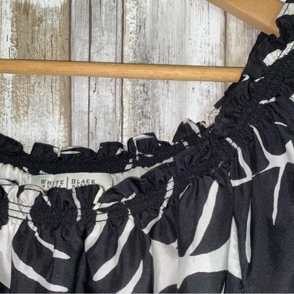 White House Black Market Silk Black Off The Shoulder Blouse - Picture 5 of 6